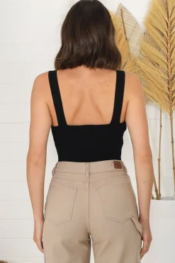 Zoey Ribbed Top - Sweetheart Neckline Ribbed Top in Black><noscript><img width=